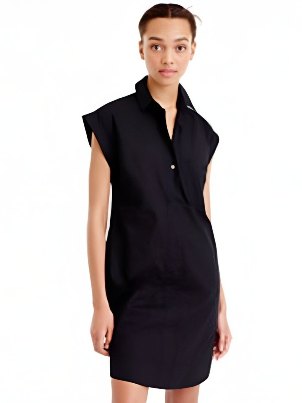 J. Crew Cotton Poplin Popover Shirt Dress Black Small #A3098